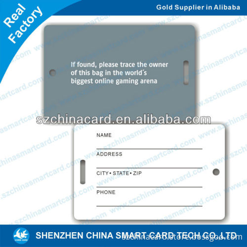 factory plastic pvc travel tags hole punched luggage tag